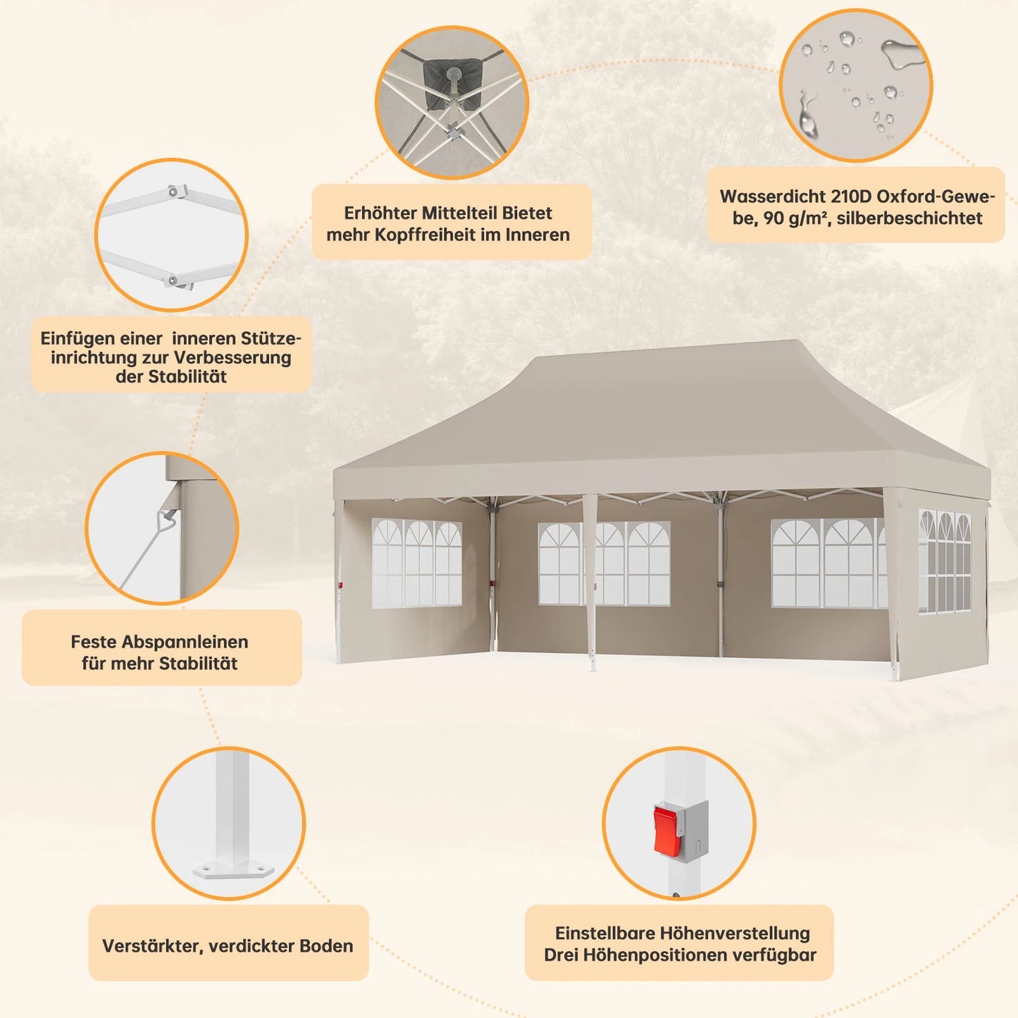 Devoko Multi-functional folding Pavilion waterproof, UV protection 50 +, stable construction for garden, celebrations & weekly markets Nova Oria