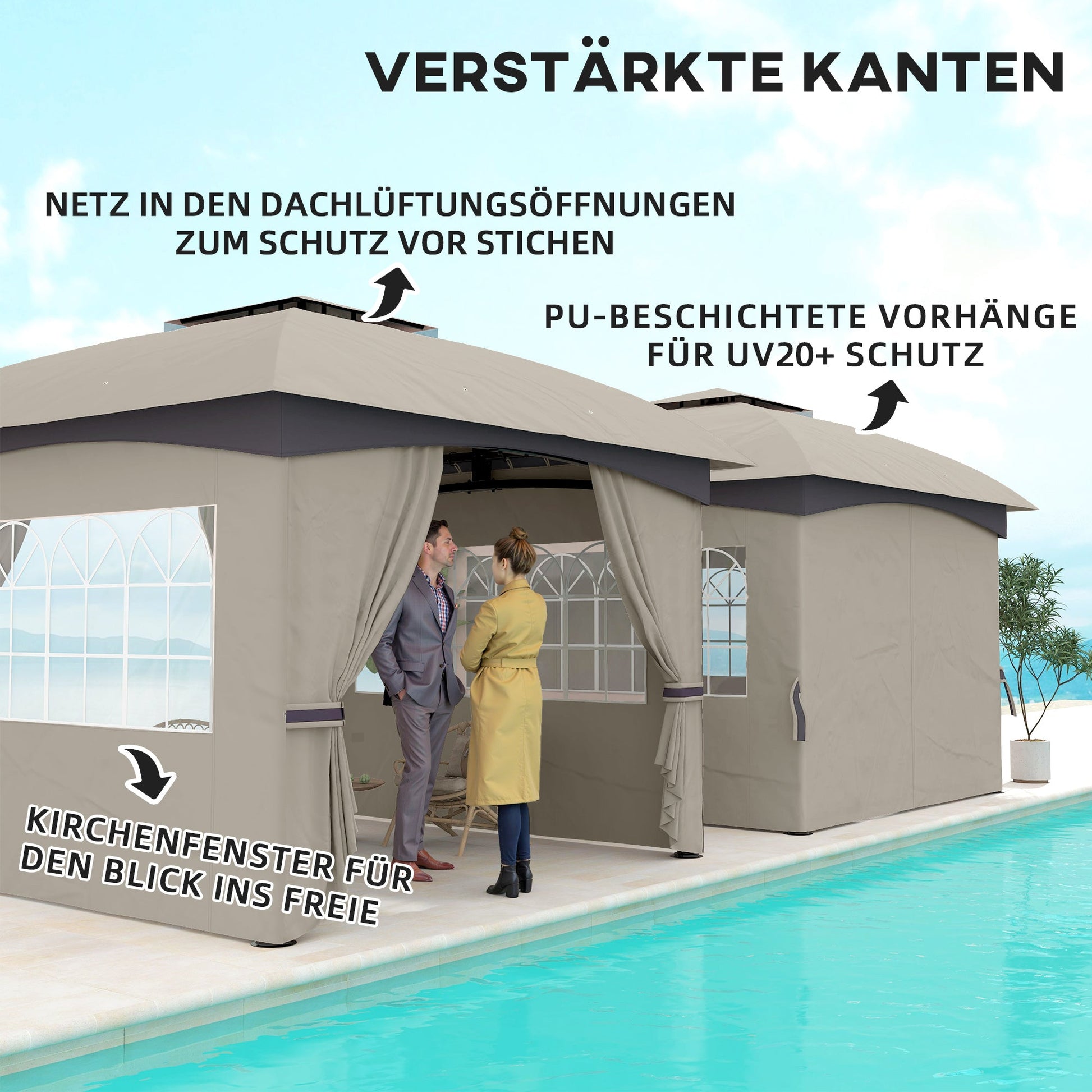 Outsunny Pavilion 3.4x3,4m water repellent garden pavilion with 4 side panels Nova Oria