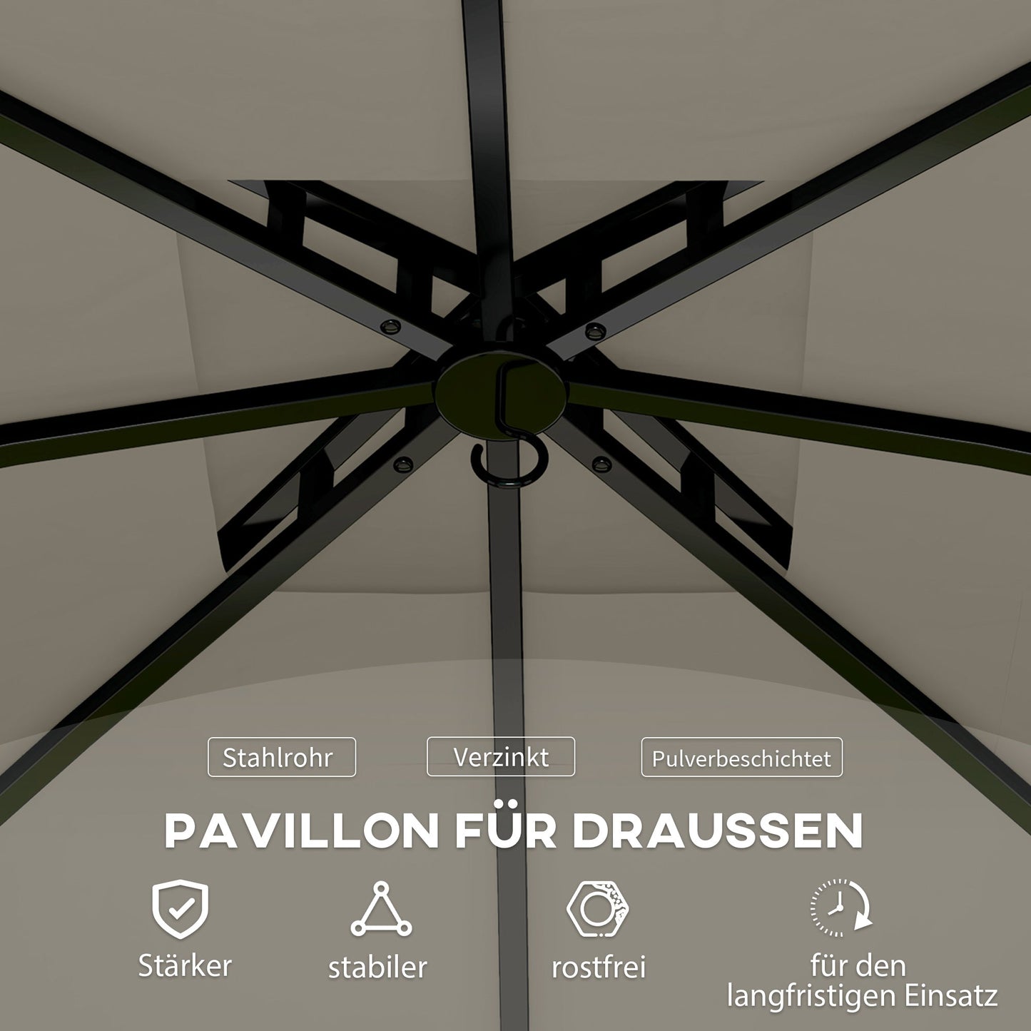 Outsunny Pavilion 3.4x3,4m water repellent garden pavilion with 4 side panels Nova Oria