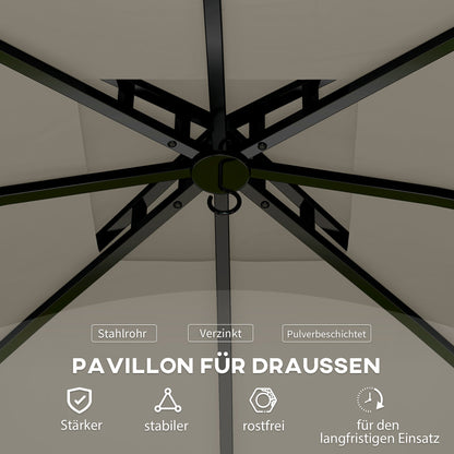 Outsunny Pavilion 3.4x3,4m water repellent garden pavilion with 4 side panels Nova Oria