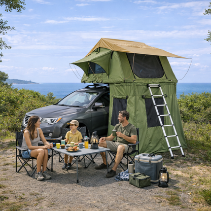 Tente de toit extensible Verte 3 places